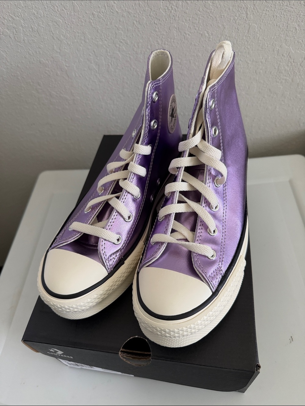 Converse High Top Sneakers - Metallic Purple with White